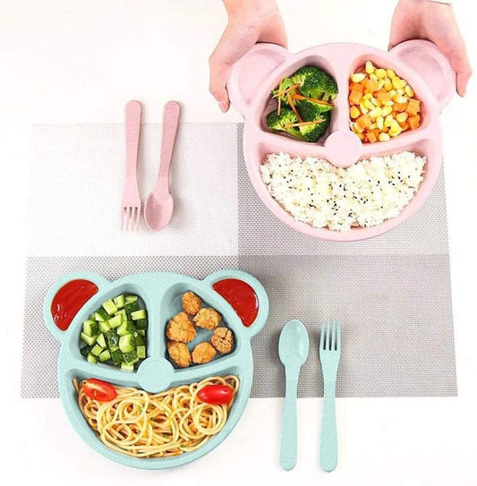 Teddy Bear Food Plate(with fork and spoon)