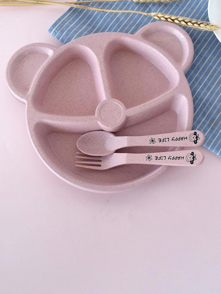 Teddy Bear Food Plate(with fork and spoon)