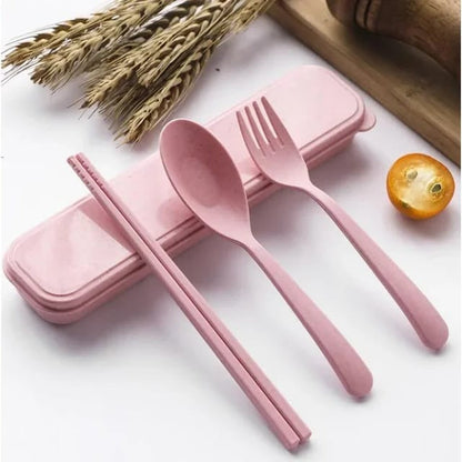 Wheat straw chopstick fork spoon set