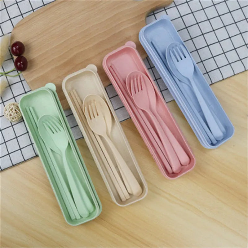 Wheat straw chopstick fork spoon set