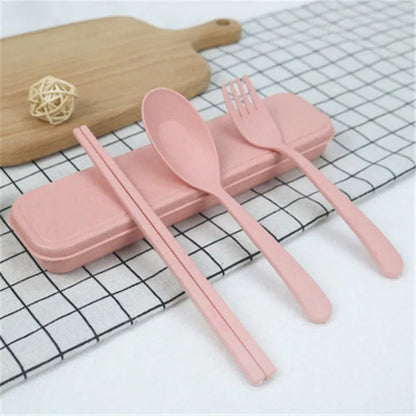 Wheat straw chopstick fork spoon set