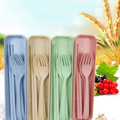 Wheat straw chopstick fork spoon set